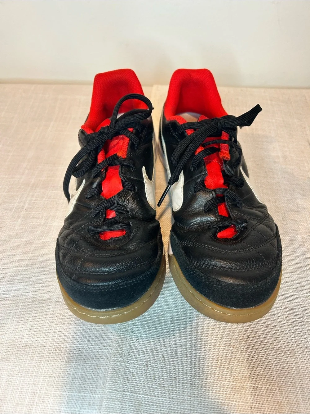 Nike Tiempo Indoor Soccer Sneakers - Black/White/Red